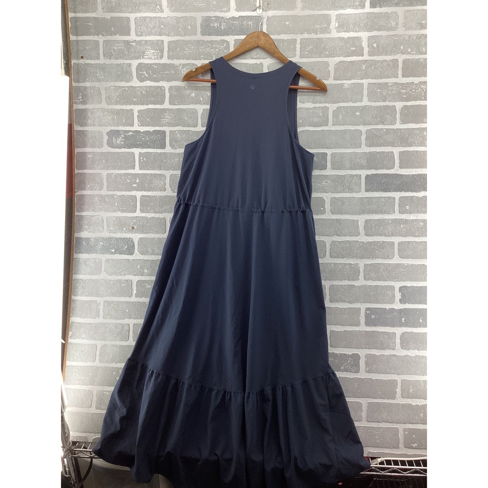 Zella Womens Navy Blue Sleeveless Drawstring Waist Tiered Midi Dress Size M - Picture 6 of 6